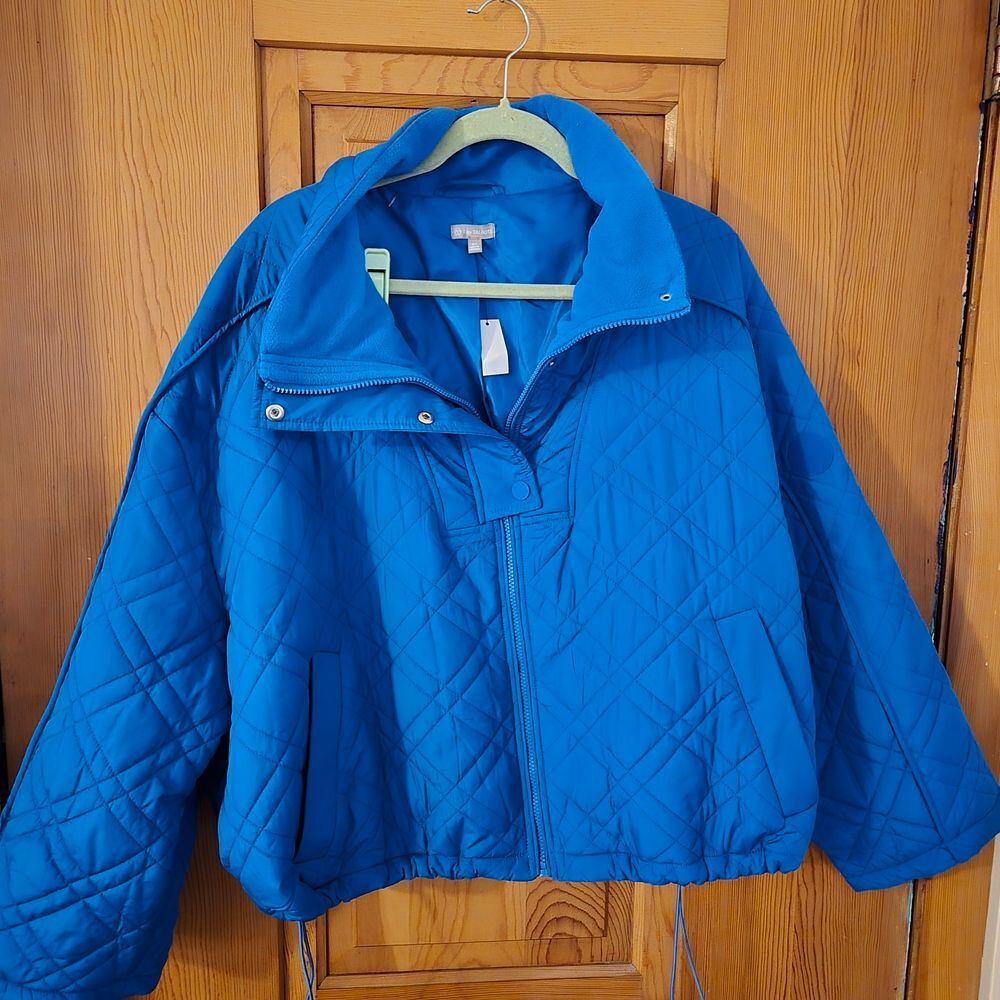 T By Talbots Bold Blue Cropped Puffer Jacket 3XL NWT